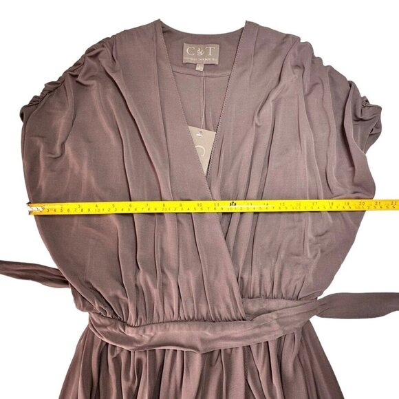 NWT COSTELLO TAGLIAPIETRA Wrap Dress Sz.6 Taupe Neutral Designer Career Drapey - Picture 10 of 14